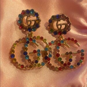 Super cute Colorful Crystal Logo Earrings